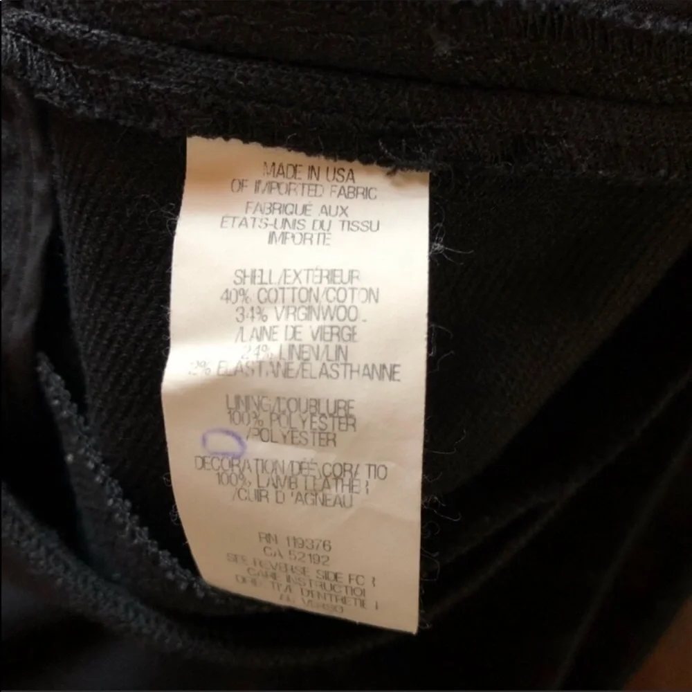 Helmut Lang Black Wool Leather Skinny Pants 6